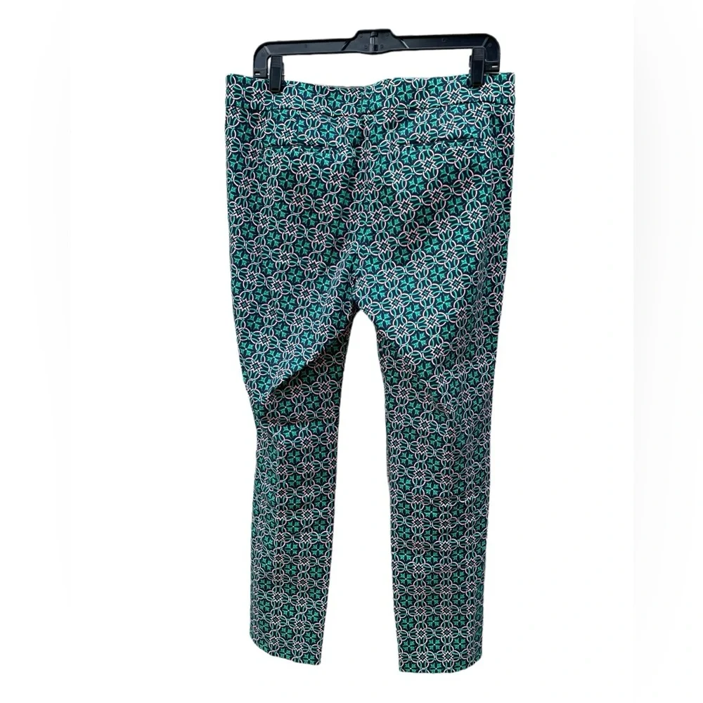 J.‎ Crew Navy Blue Green Print Pattern Straight Leg Pants